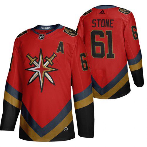 Men Vegas Golden Knights #61 Stone red NHL 2021 Reverse Retro jersey->colorado avalanche->NHL Jersey